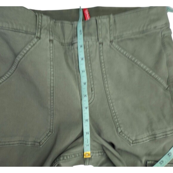 SPANX Stretch Twill Ankle Cargo Jogger Pants Large Utility Jeans Skinny Green - Picture 12 of 14